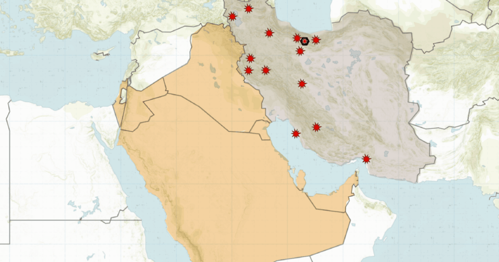 mapping-us-and-israeli-attacks-on-iran-and-tehran’s-retaliatory-strikes