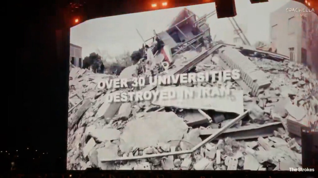 the-strokes-highlight-destroyed-gaza-and-iran-universities-at-coachella