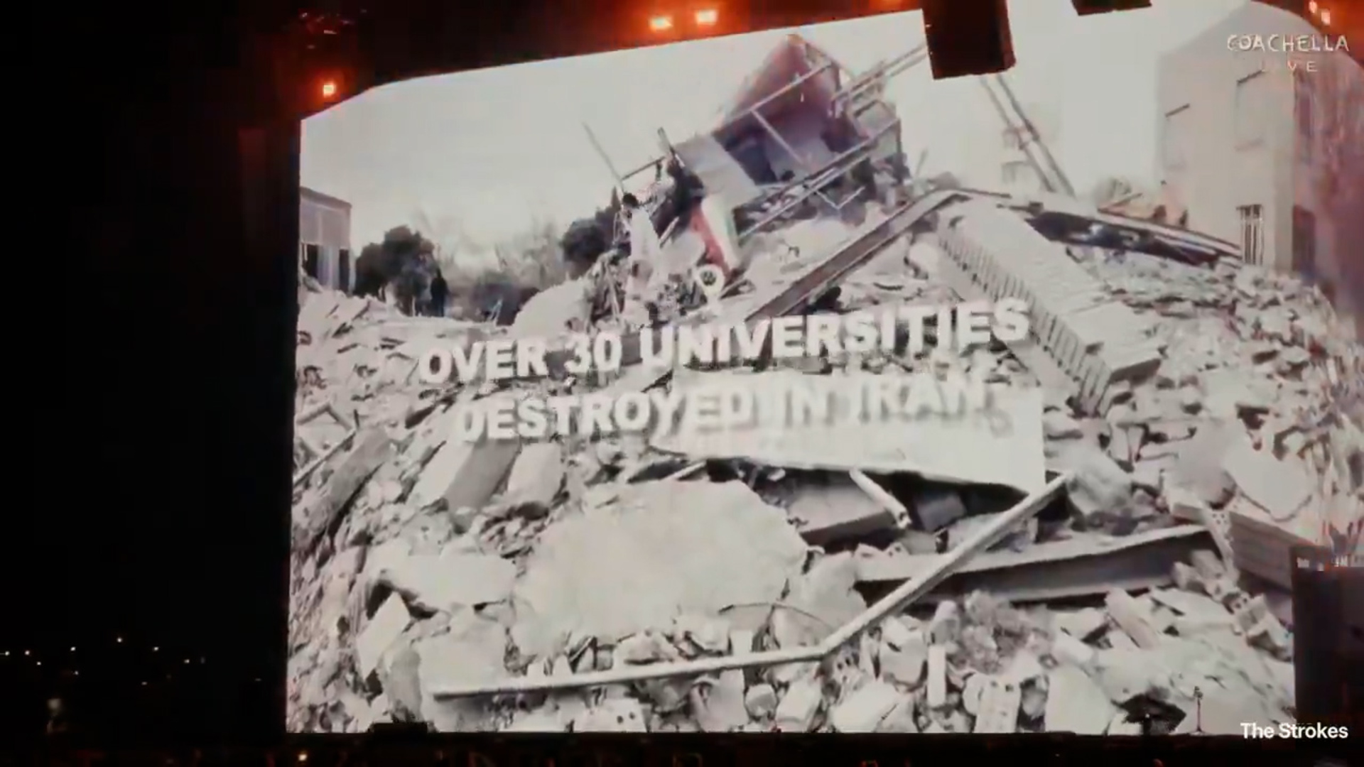 the-strokes-highlight-destroyed-gaza-and-iran-universities-at-coachella